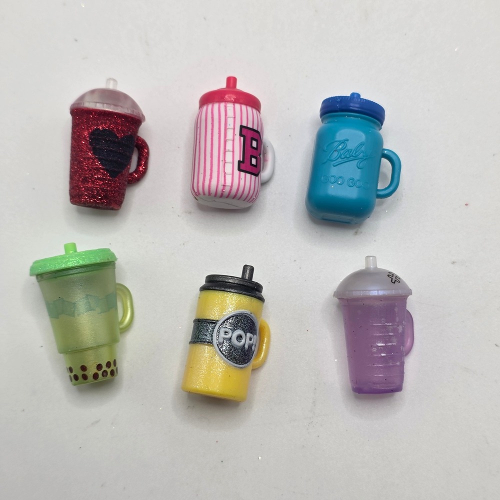 LOL Surprise Doll‎ Accessories Bottles Cups Lot of 6 Boba Soda Glitter Mason Jar